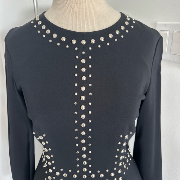 A.L.C. Madison Black Studded Long Sleeve Mini Sheath Dress Women's Size 4 - Picture 5 of 14